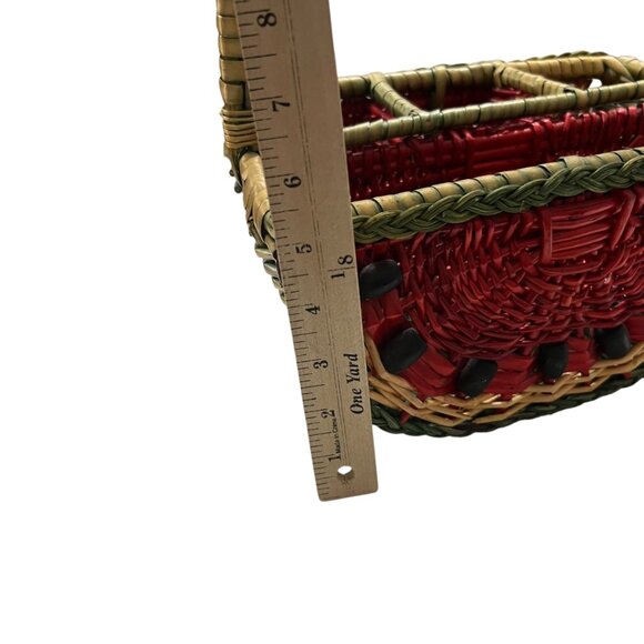 Vintage Wicker Watermelon Picnic Basket Spaces for Utensils and Plates‎ - Picture 6 of 7